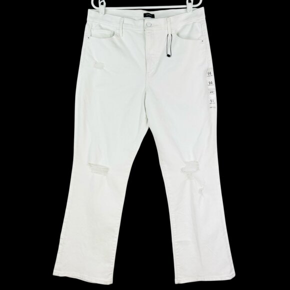 Express Women's Distressed 90s Boot Stretch White Jeans Size 14R High Rise NWOT - Picture 1 of 11